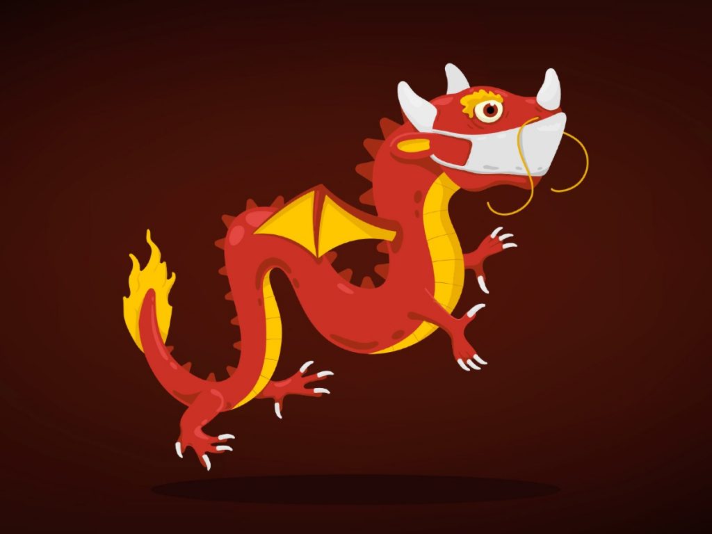 Dragon wearing a mask by Emir Simsek, Japan | Coronavirus Inspired Artworks by Freelancers Around the World