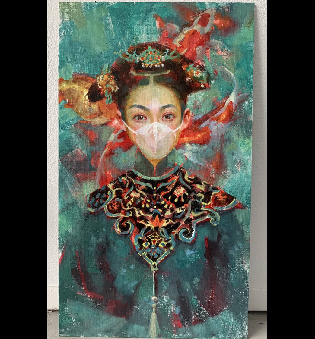 Coronavirus inspired Qing Dynasty self portrait by Shelly Wan, USA | Coronavirus Inspired Artworks by Freelancers Around the World