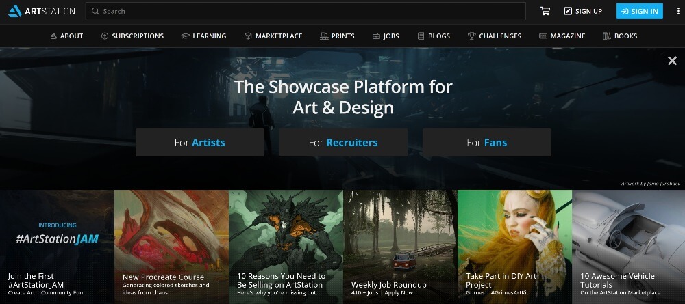 ArtStation on Best Freelance Websites for Graphis Designers in 2023 by Huntlancer