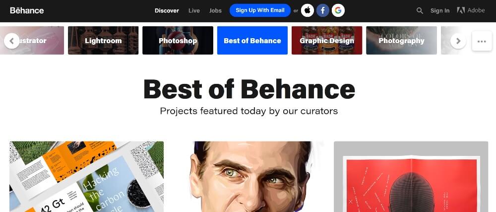 Behance on Best Freelance Websites for Graphis Designers in 2023 by Huntlancer