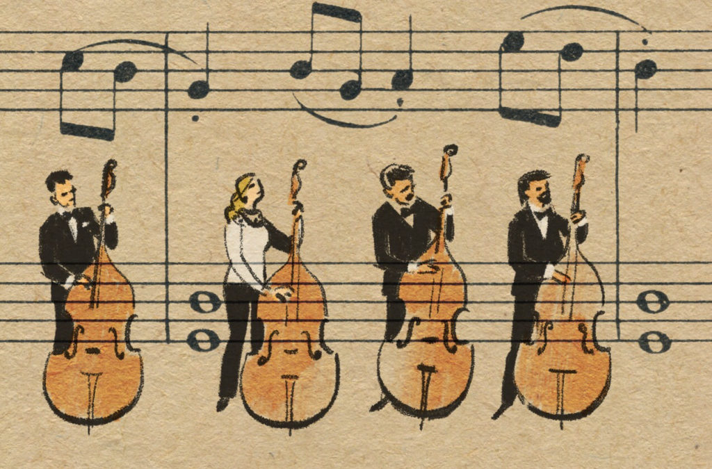 Sheet Music Art in Detail by Russian Studio 'People Too' - Excerpt from Violinka, Doublebass