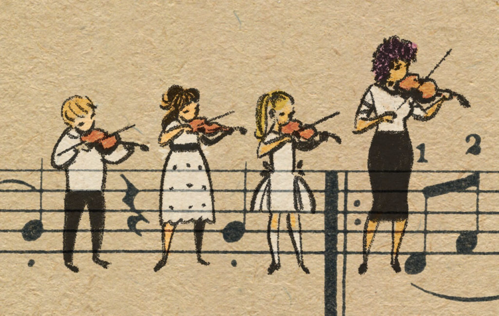 Sheet Music Art in Detail by Russian Studio 'People Too' - Excerpt from Violinka - Strings