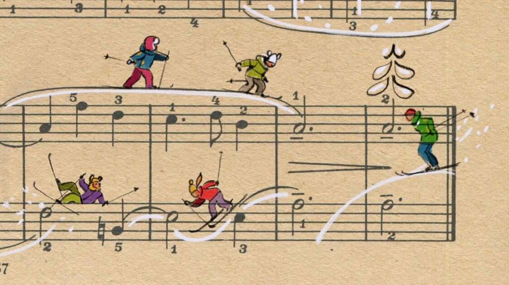 Sheet Music Art in Detail by Russian Studio 'People Too' - Excerpt 4 from Siberian means the skier