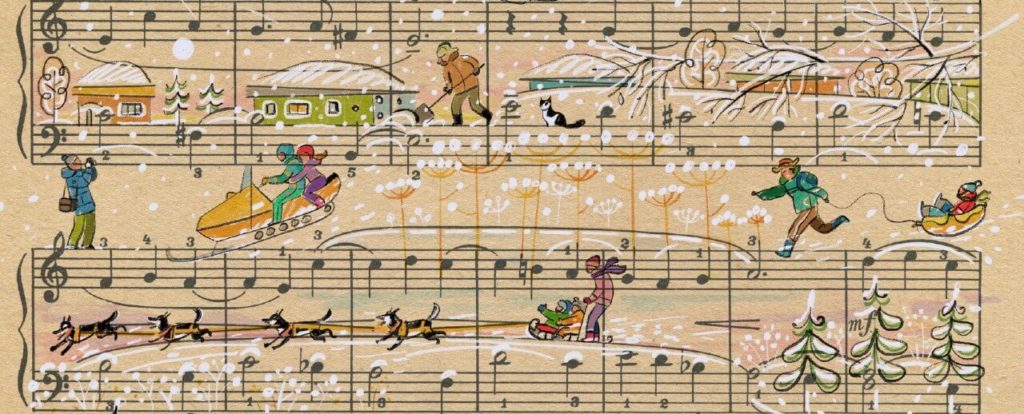 Sheet Music Art in Detail by Russian Studio 'People Too' - Excerpt 2 from Siberian means the skier