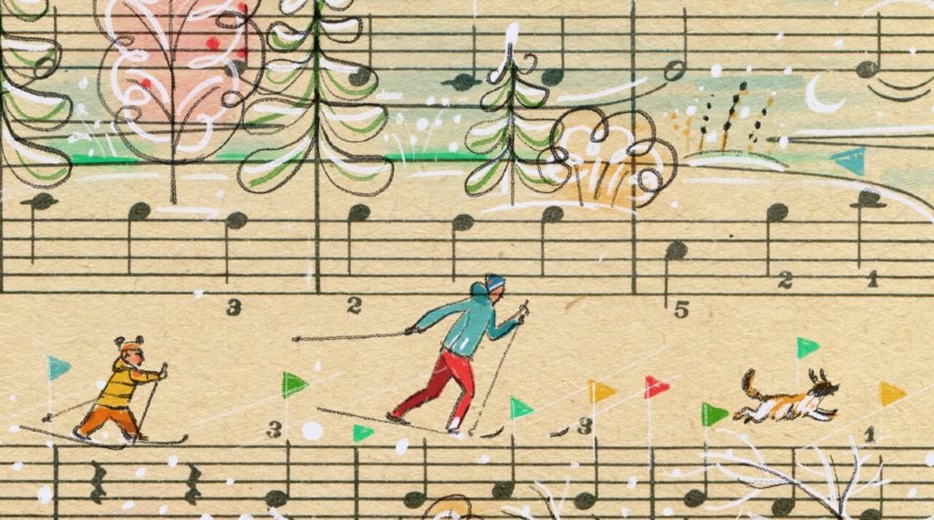 Sheet Music Art in Detail by Russian Studio 'People Too' - Excerpt from Siberian means the skier