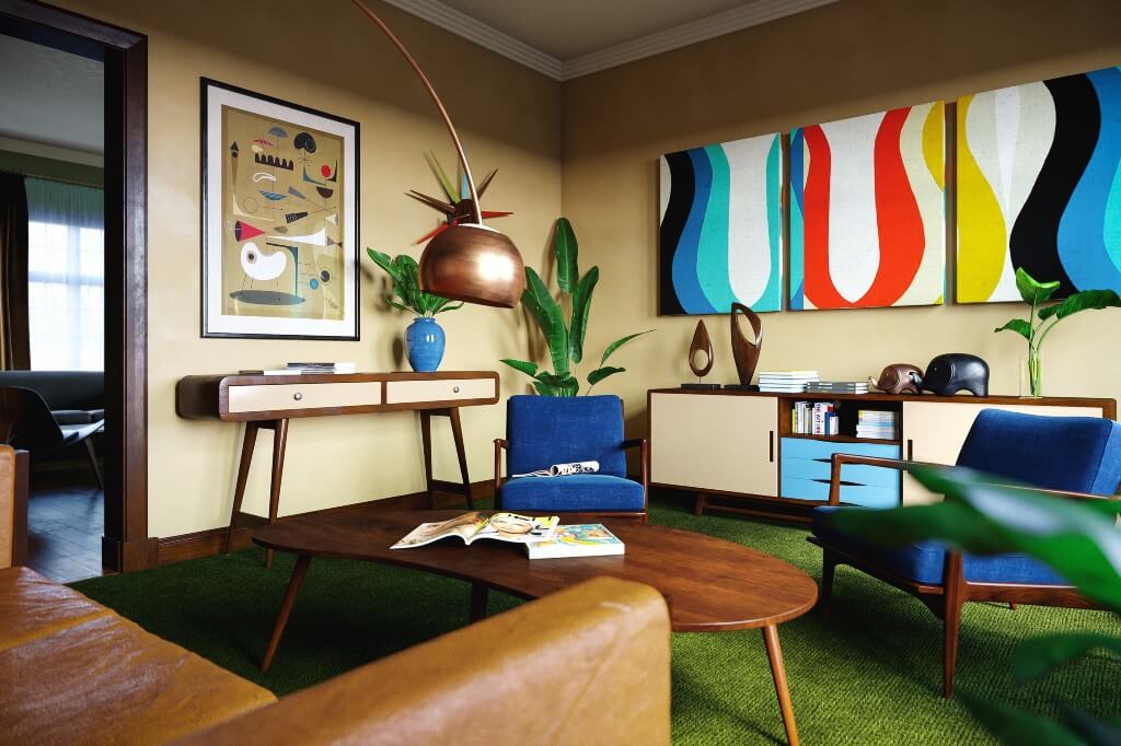 Mid-Century Modern Interior by Ibrahim Alameer, Germany | Freelance Interior Designers: Inspiring Living Room Design Styles on Huntlancer