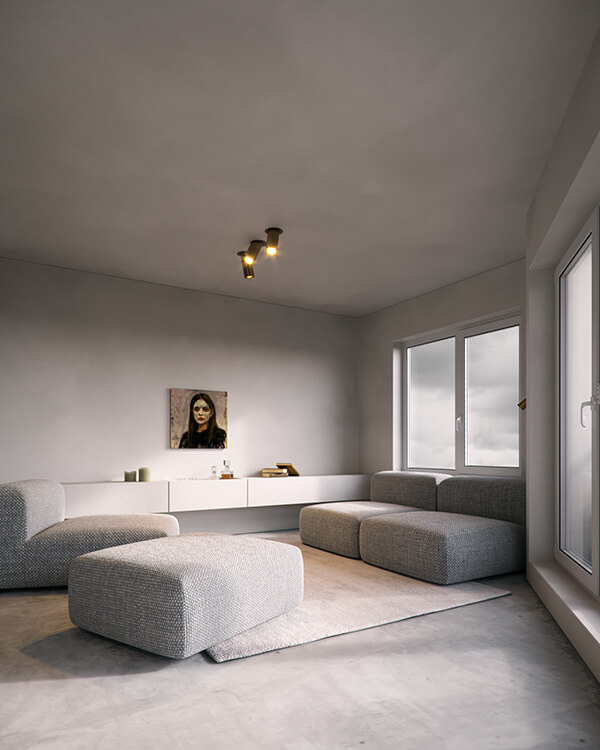 Minimalist Living Room Concept by Kanstantsin Remez, Belarus | Freelance Interior Designers: Inspiring Living Room Design Styles on Huntlancer