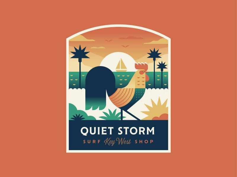 Trey Ingram, USA - Quiet Storm Surf Shop Key West Logo | Creative Logo Designers to Hire Online in 2023
