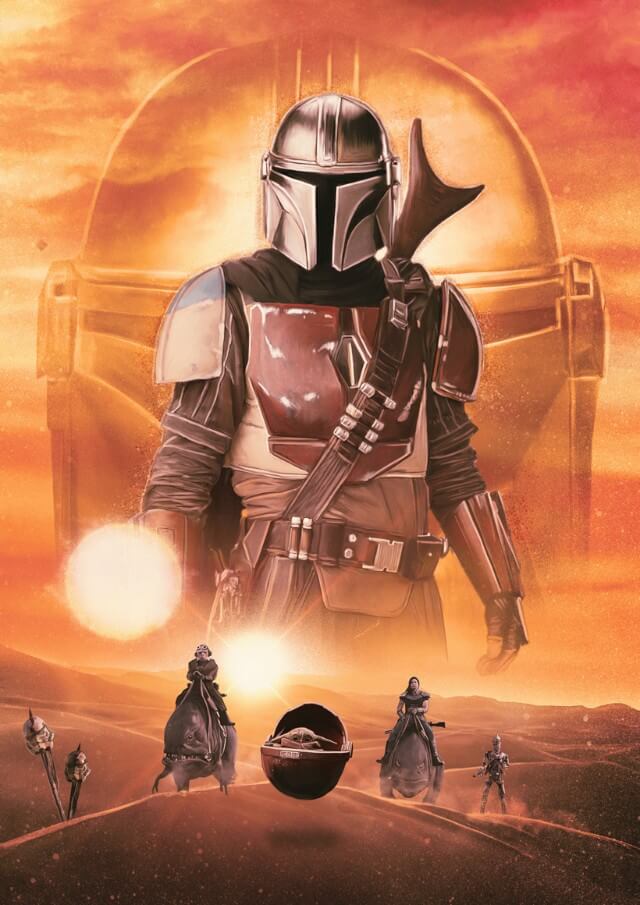 Iconic Movie Poster Remakes: The Mandalorian TV Series (2019) Poster by Rich Davies, UK