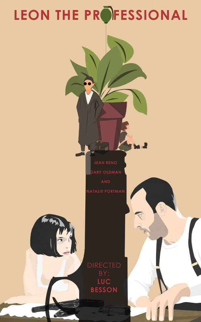 Iconic Movie Poster Remakes: Léon: The Professional (1994) Poster by Mirna Akram, Egypt