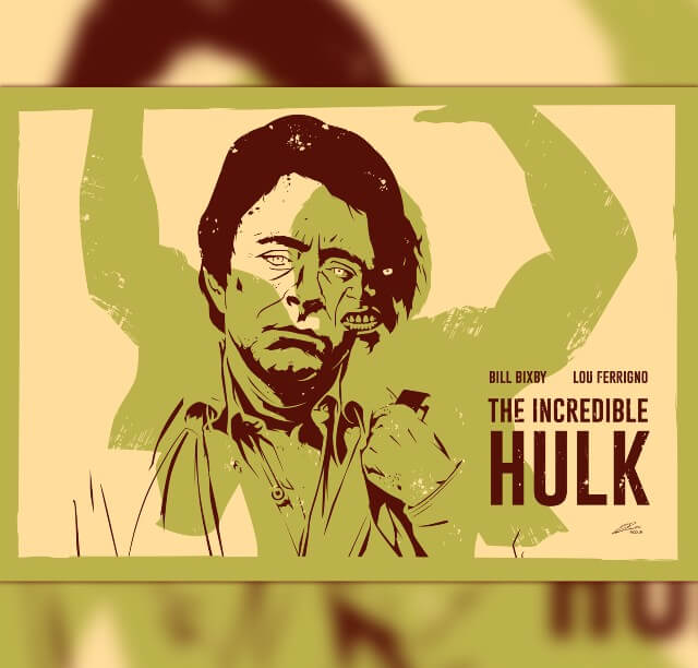 Iconic Movie Poster Remakes: The Incredible Hulk TV Series (1977 - 1982) Movie Poster by Julien Rico Jr, France