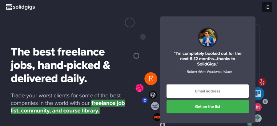 SolidGigs Affiliate Program on 25 Best Gig Economy App Affiliate Programs for 2021 by Huntlancer