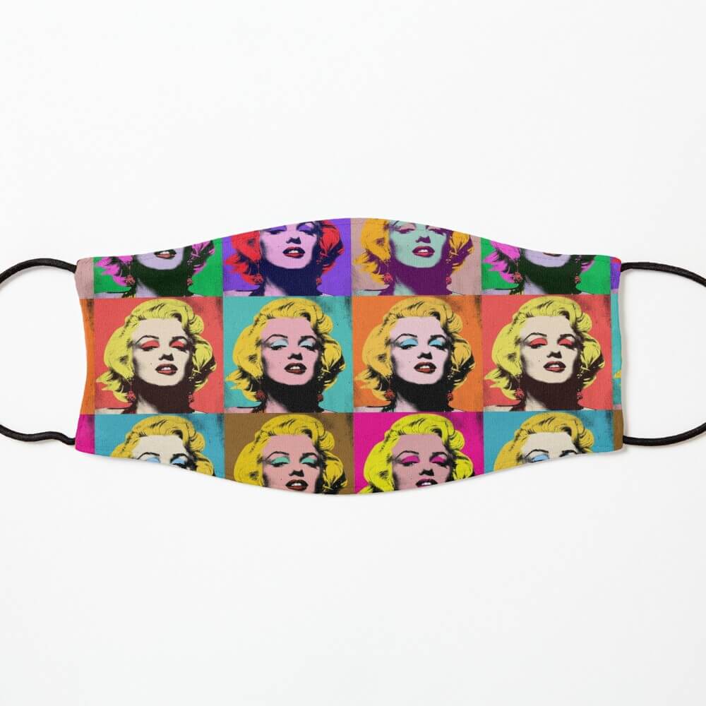 Creative face mask designs by artists on Fiverr | Marilyn Monroe pop art pattern face mask.