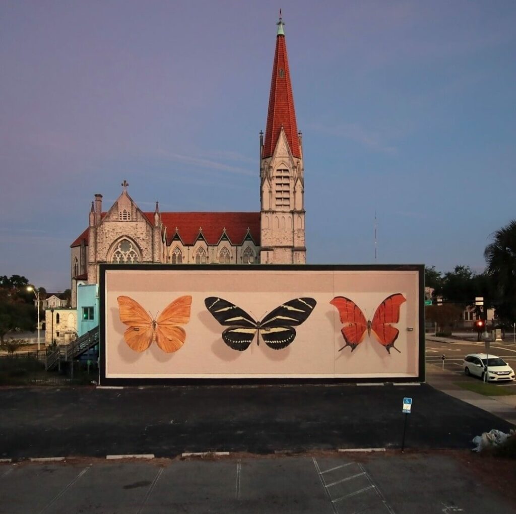 Triad, Jacksonville, USA | Butterfly mural by street artist Mantra