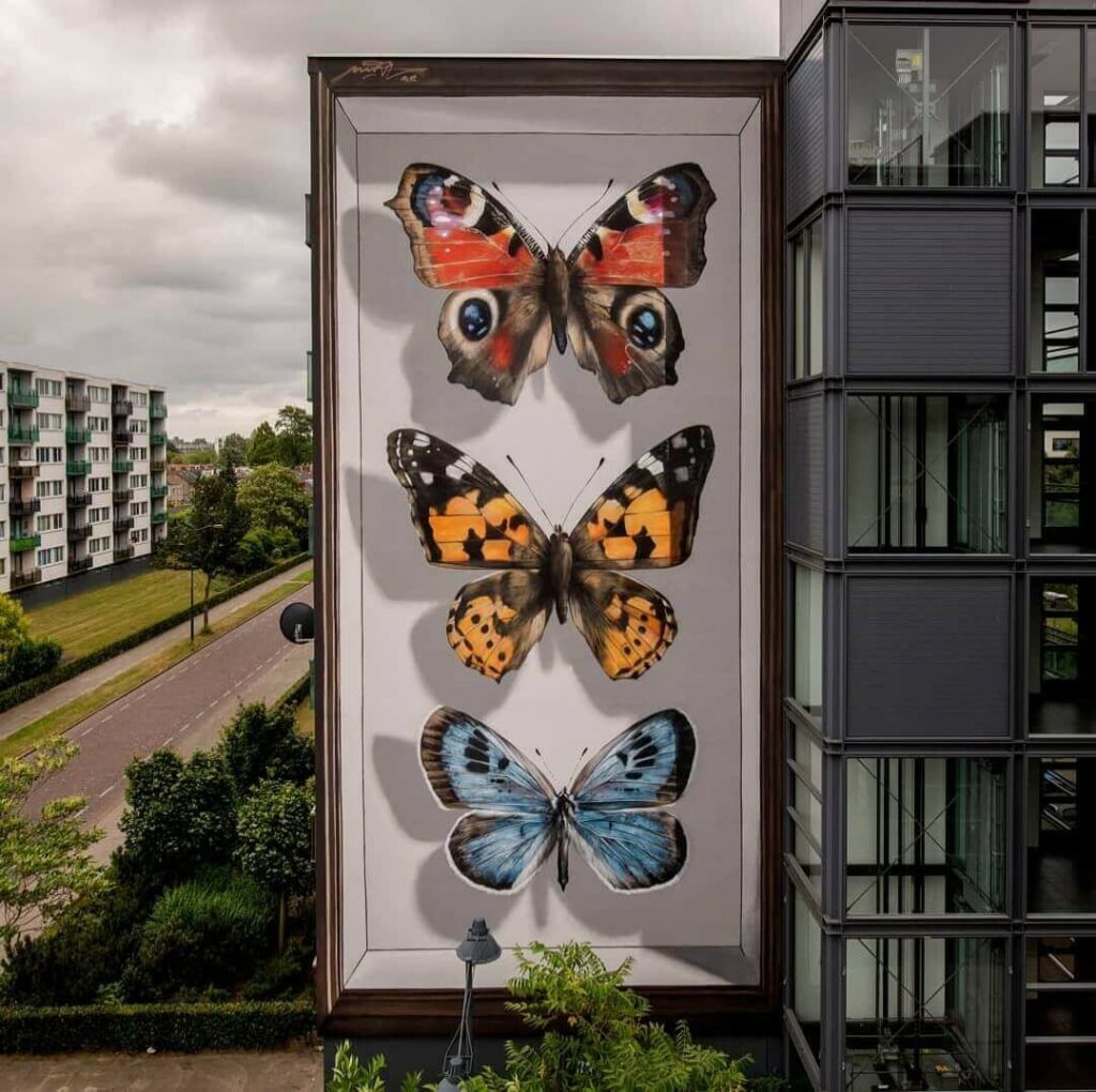 Vlinders van Breda, Breda, Netherlands | Butterfly mural by street artist Mantra