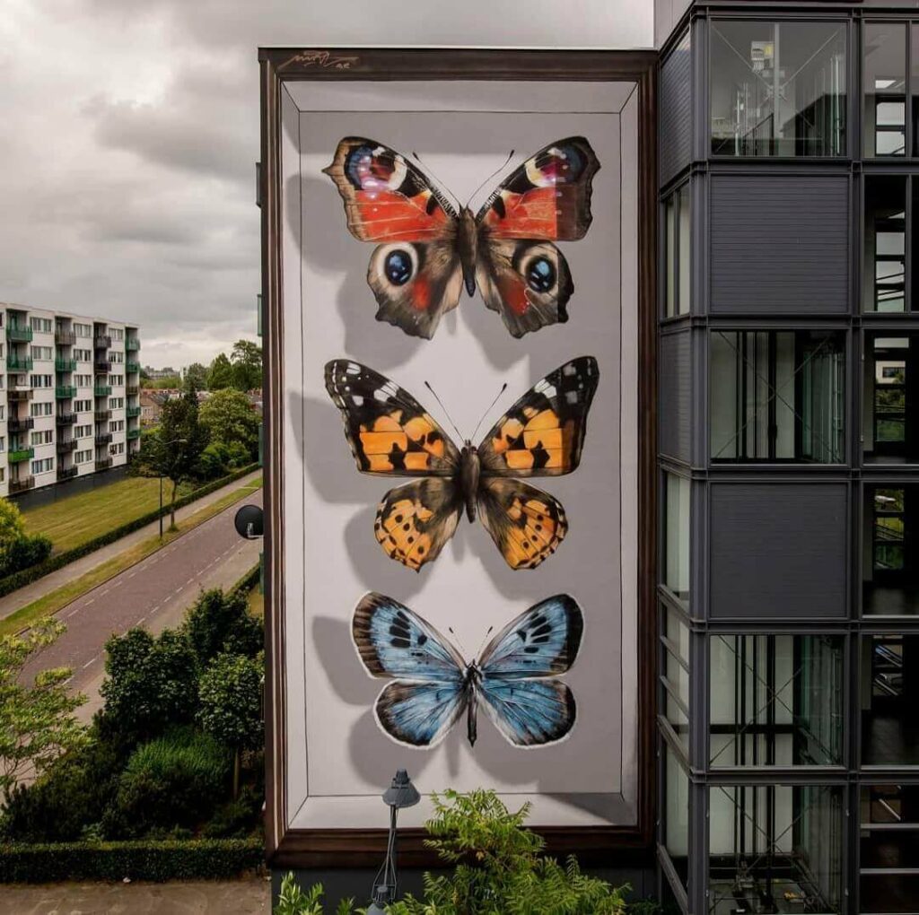 Vlinders van Breda, Breda, Netherlands | Butterfly mural by street artist Mantra