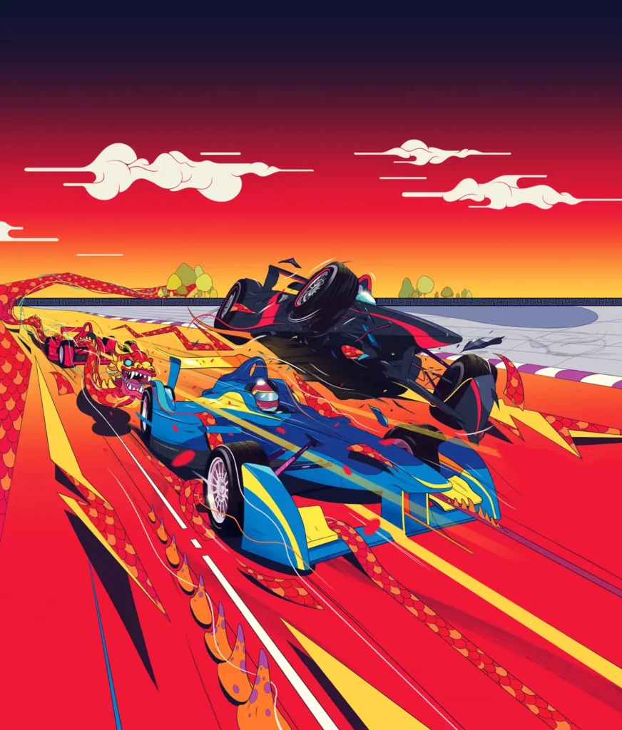 Car Racing Illustration by Andrew Archer