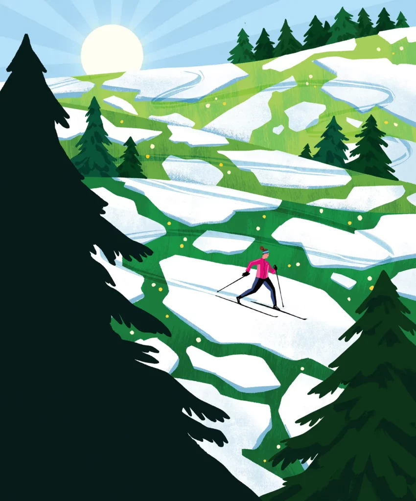 Skiing Illustration by Drew Bardana