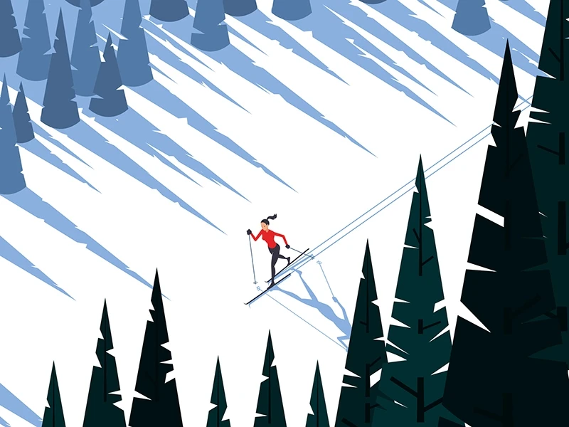 Skiing Illustration by Rich Stromwall