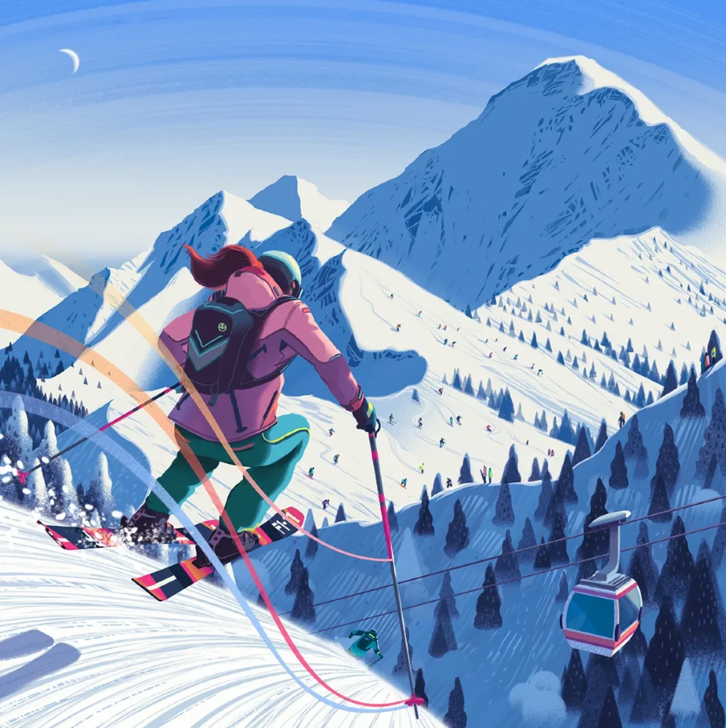 Skiing Illustration by Sam Chivers
