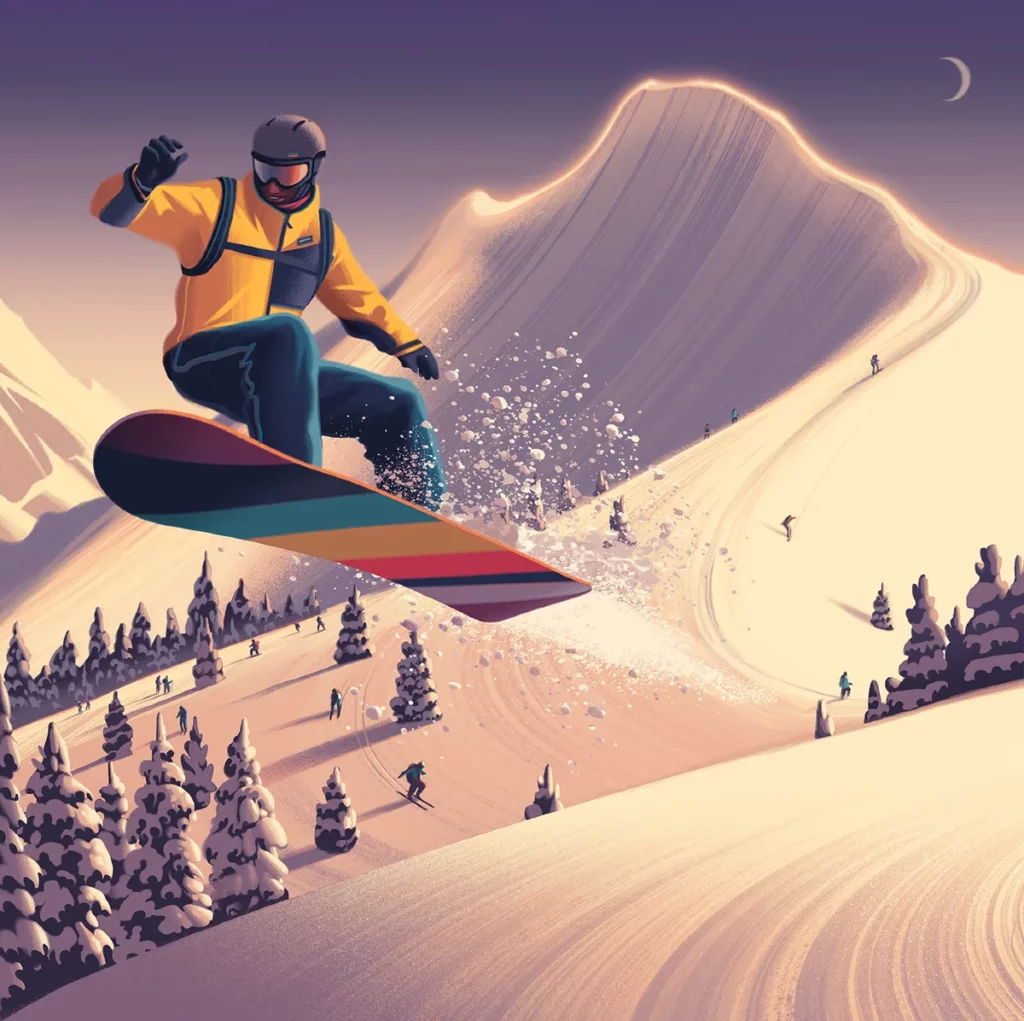 Snowboarding Illustration by Sam Chivers