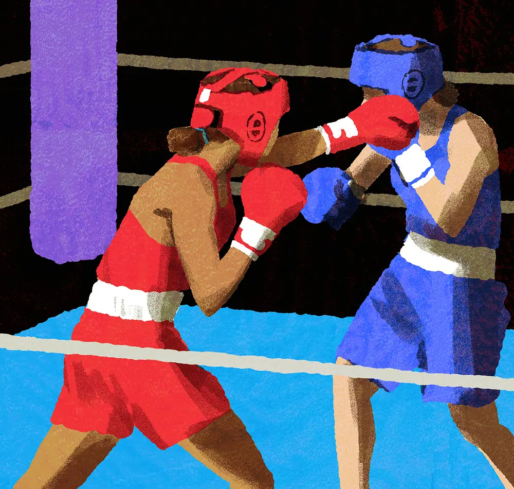 Woman Boxing Illustration by Tatsuro Kiuchi