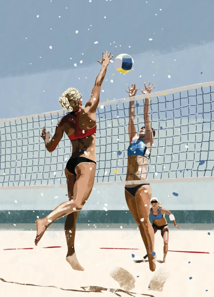 Beach Volley Illustration by Magdalena Kaczi Kaczanowska