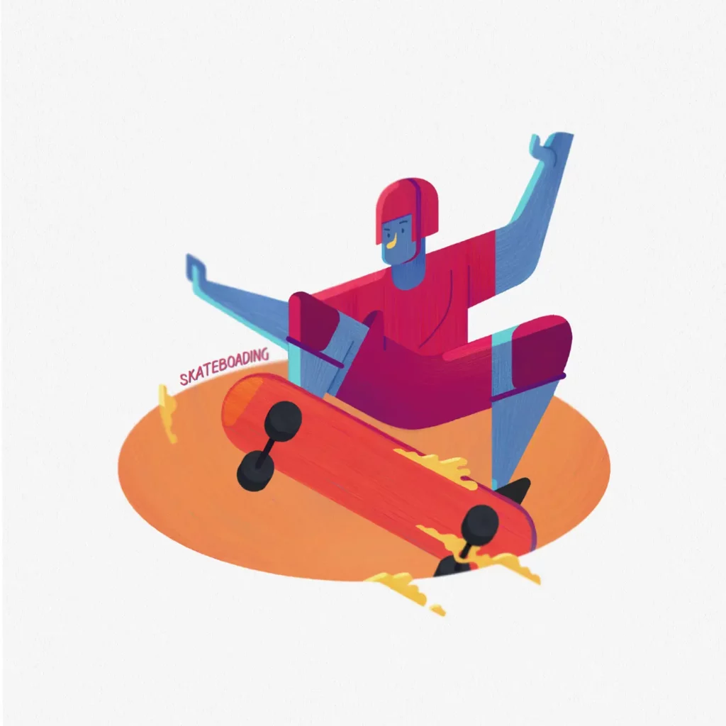 Skateboarding Illustration by Hao Li and Moree Wu