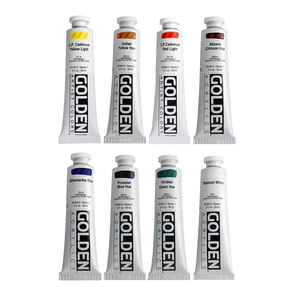 Golden Color Mixing Set of 8 - Essential Art Supplies every artist needs in their studio