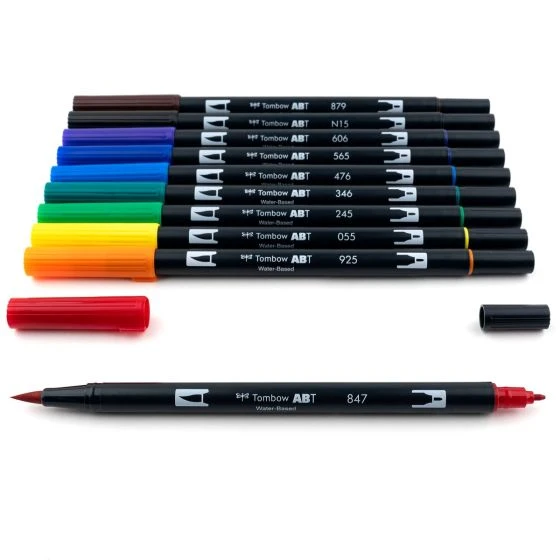 Tombow Primary Dual Brush Pens - Best Drawing Markers for Artist Professionals