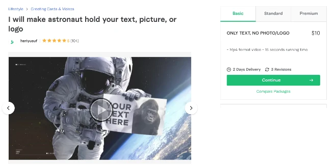 have an astronaut deliver your message from space - Funny gigs on Fiverr