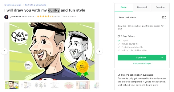 Fun and quirky cartoon based on a photo - funniest gigs on Fiverr