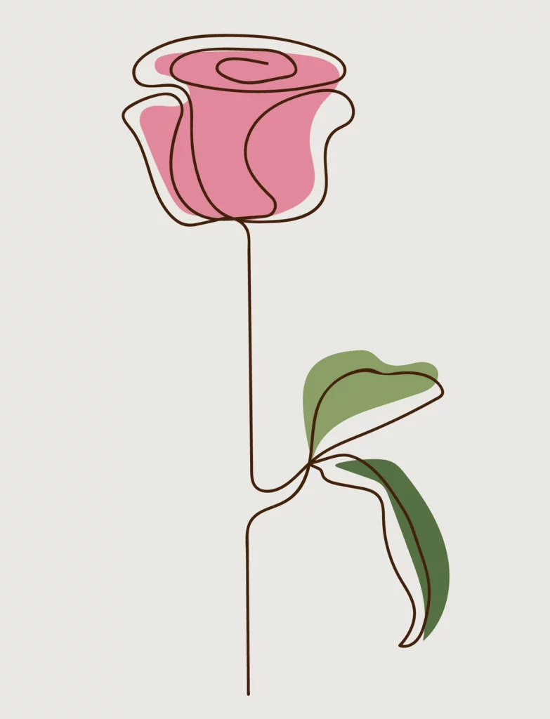 One Line Drawing Rose by Elena Baryshkina