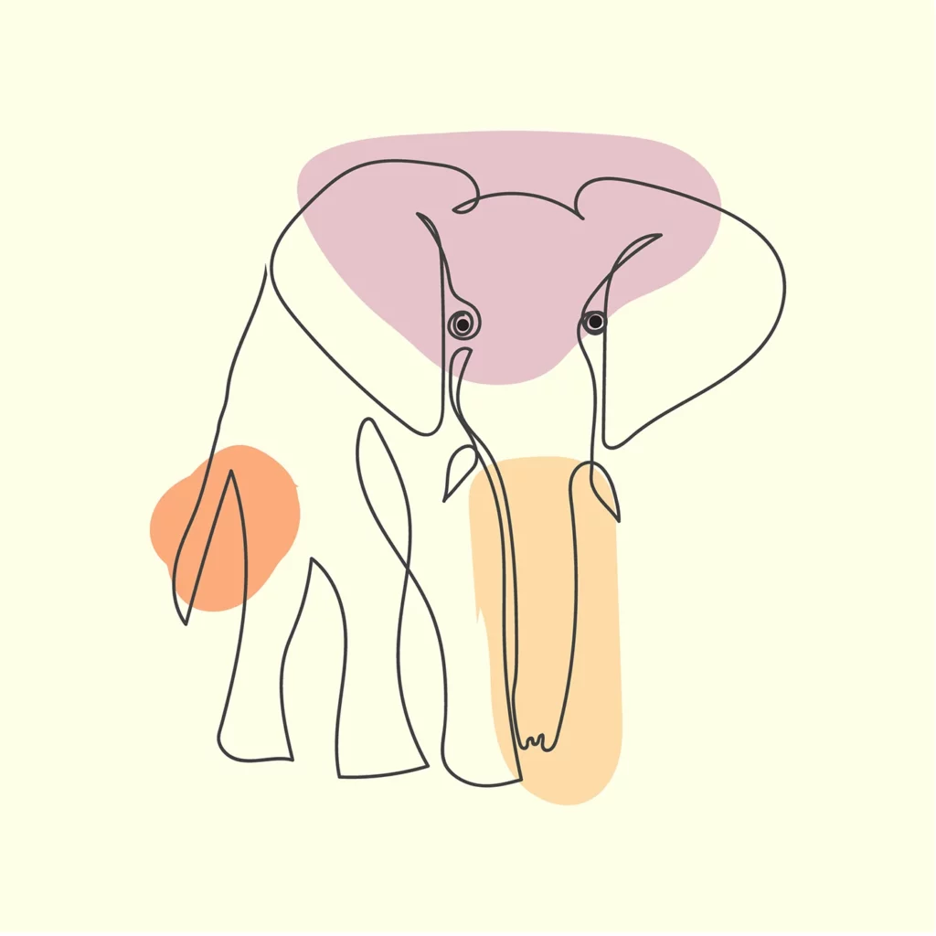 One Line Drawing Elephant by Harunur Rashid
