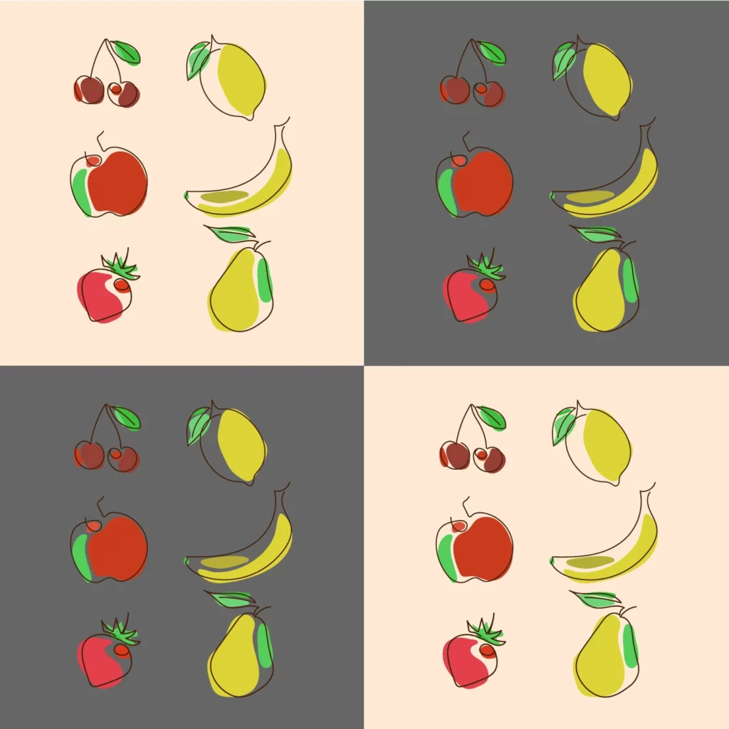 One Line Art Fruits by Anastasiia Verizhnikova