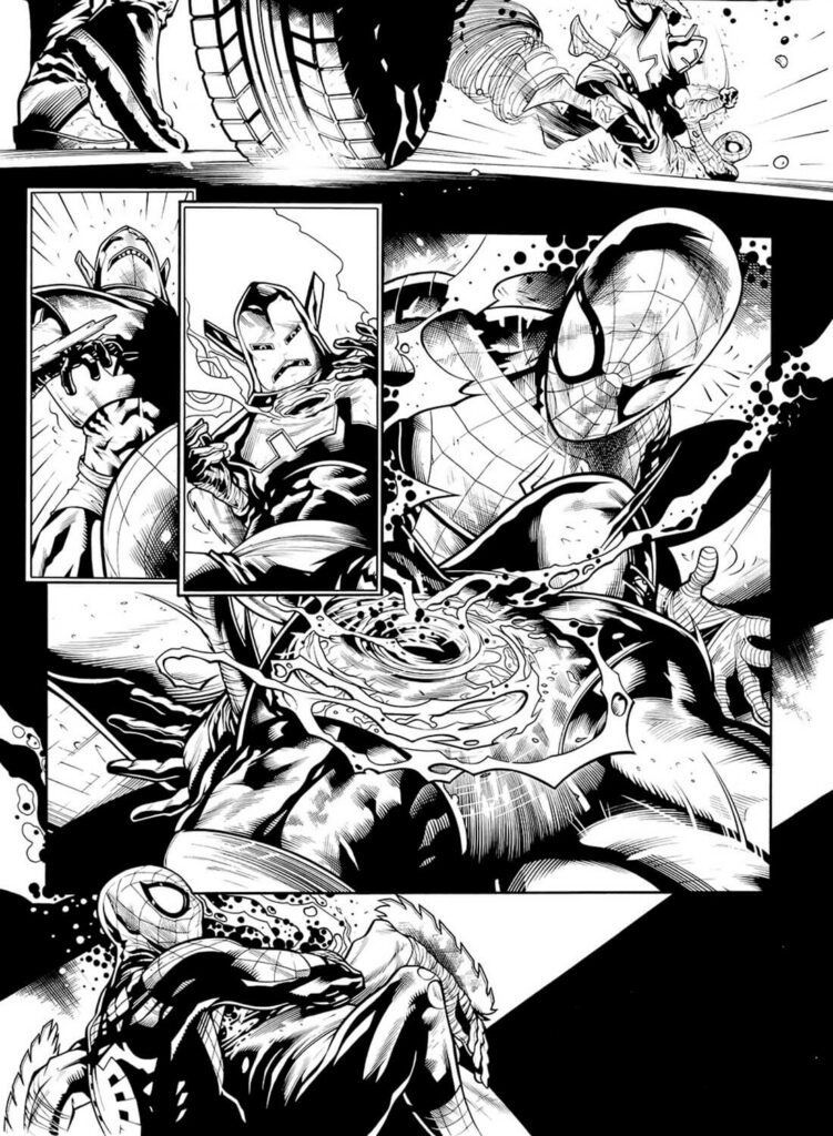 The Amazing Spider Man inking by Roberto Poggi | Best Comic Artists You Can Hire Today