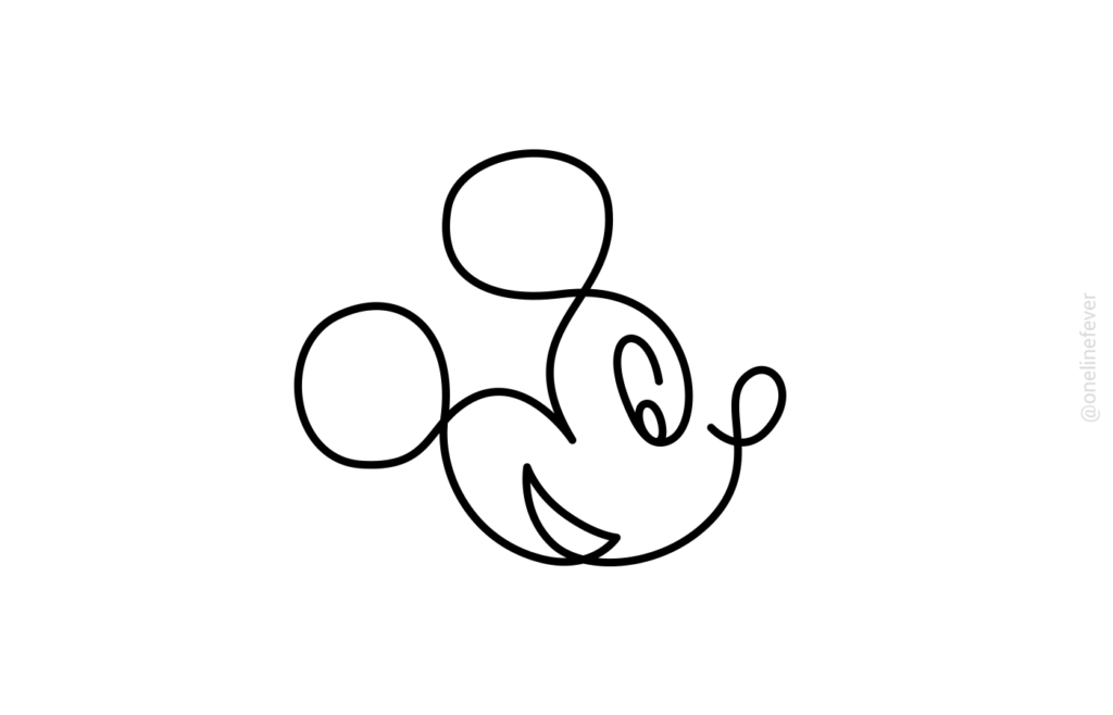 One Line Drawing Mickey Mouse by loooop
