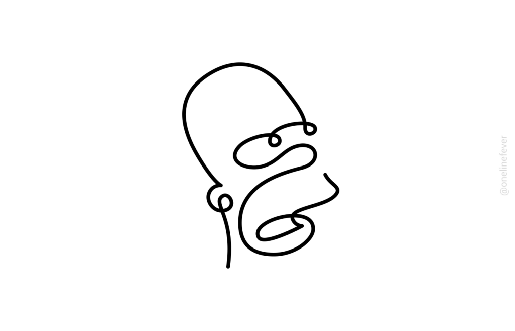 One Line Drawing Homer Simson by loooop