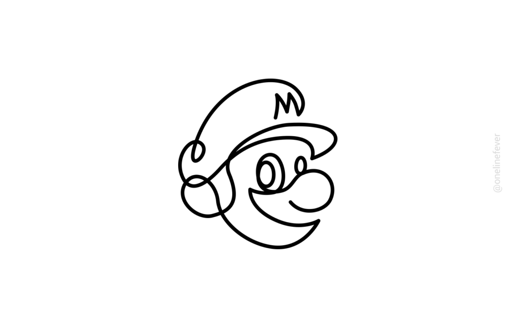 One Line Drawing Super Mario by loooop