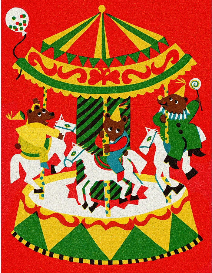 Merry-go-round by Asahi Nagata | Inspiring Retro and Vintage Illustrators for Hire Today
