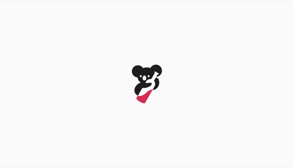 Koala negative space logo by Daniel Bodea | Best Negative Space Logo Designers for Hire Today