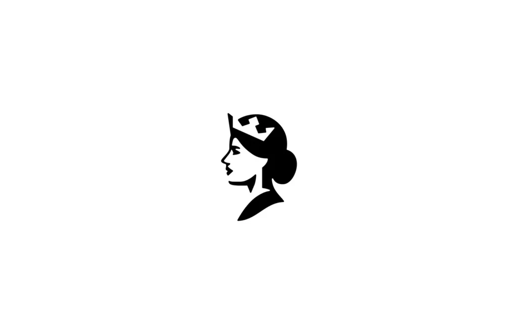The Queen negative space logo designed by Daniel Lasso | Best Negative Space Logo Designers for Hire Today