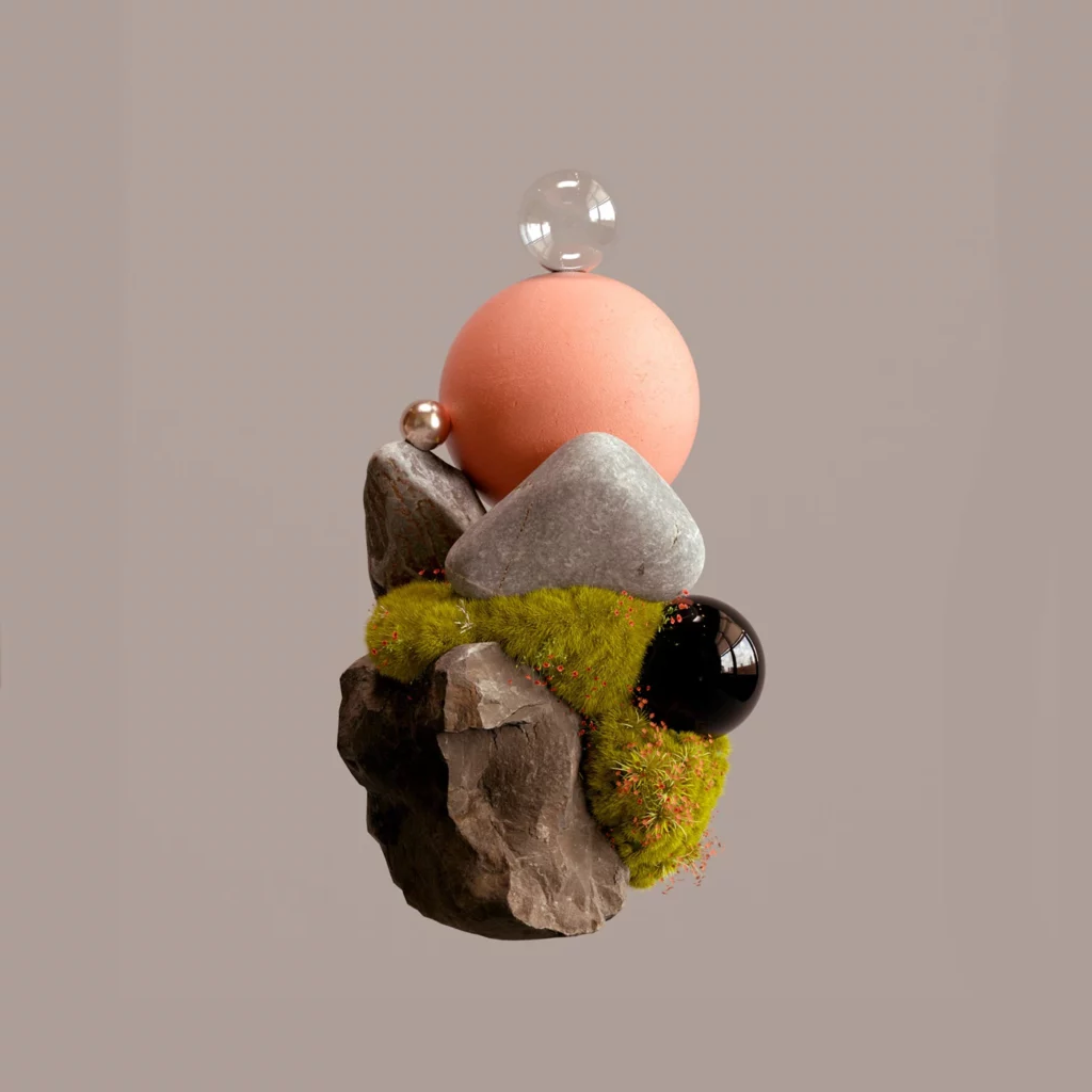 Series of personal compositions mixing glass, shapes and nature by Fran Rossi | Top Freelance 3D Artists for Hire