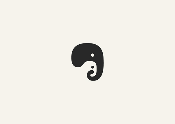 Elephant negative space logo designed by George Bokhua | Best Negative Space Logo Designers for Hire Today