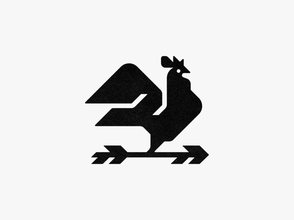 Rooster negative space logo by Gert van Duinen | Best Negative Space Logo Designers for Hire Today