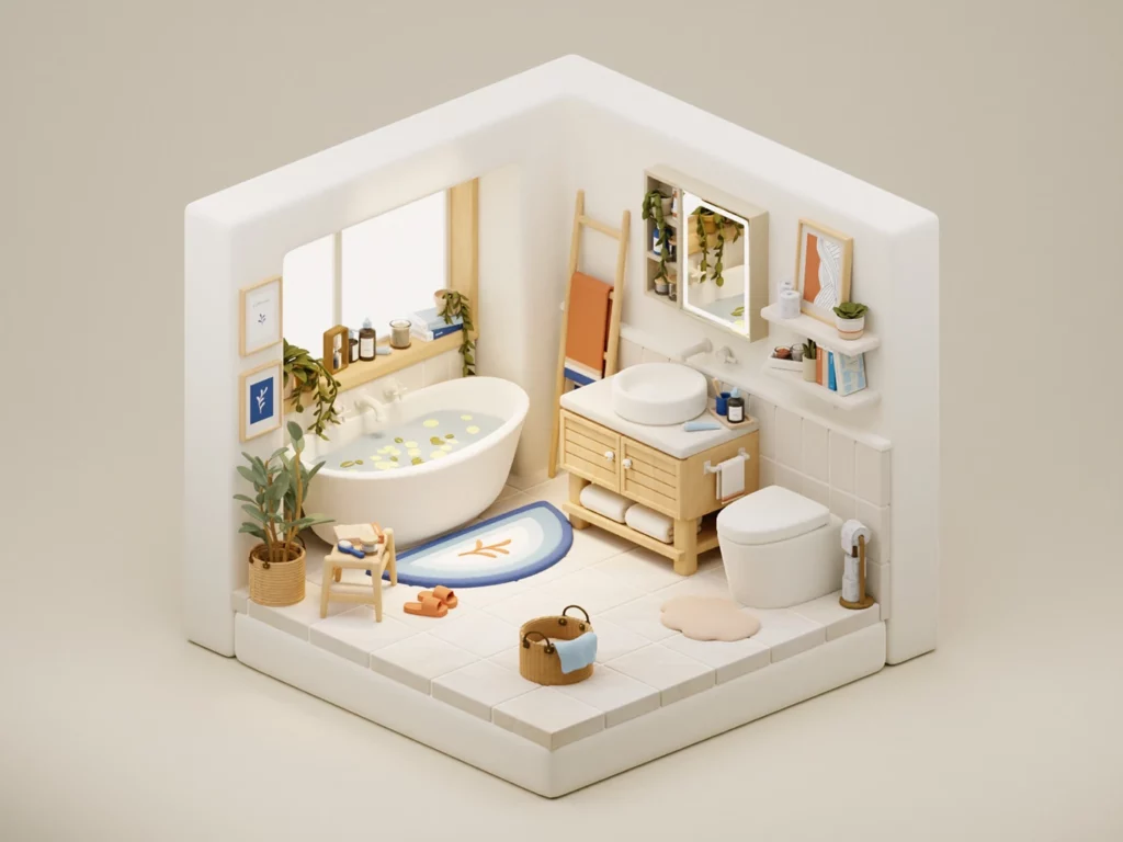 3D Isometric Bathroom by Judith Ekedi Jangwa | Best Isometric Artists Across the Globe