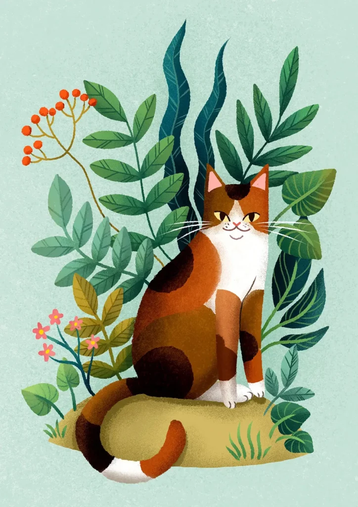 Cat Illustration by Justyna Hołubowska-Chrząszczak