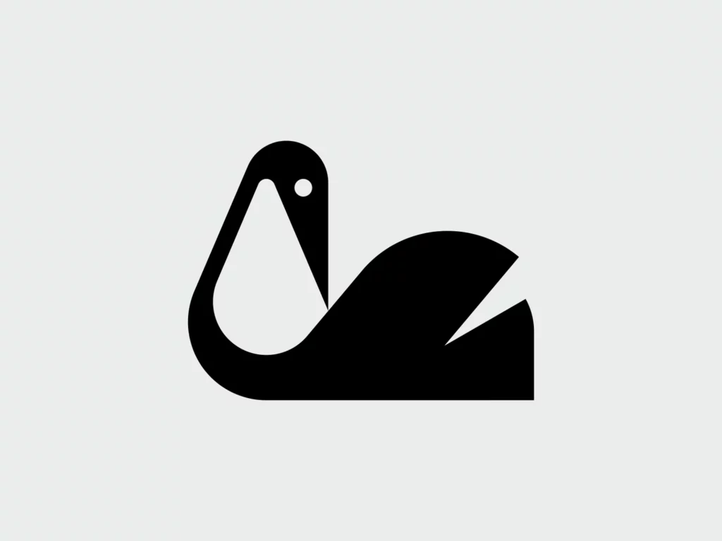Pelican negative space logo designed by MisterShot | Best Negative Space Logo Designers for Hire Today