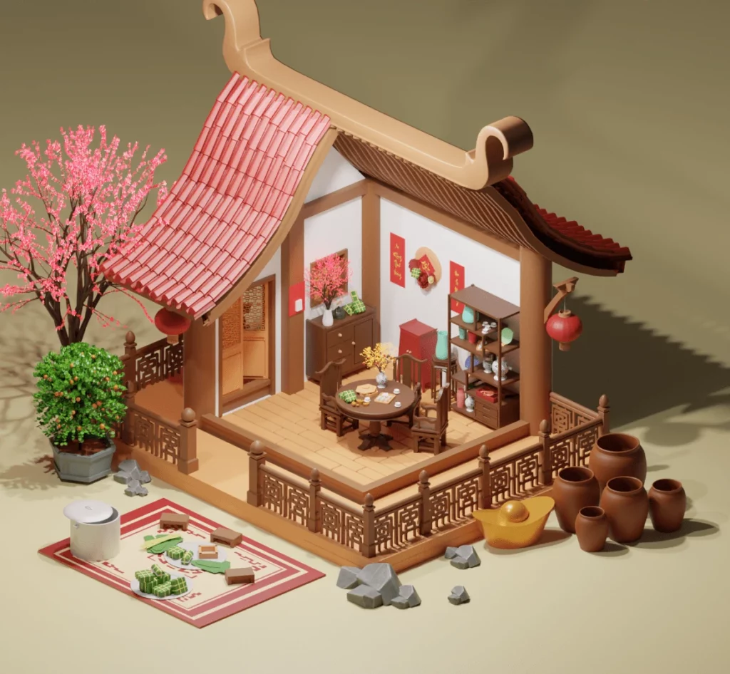 3D Isometric Tet Vietnam by Nguyen Thanh | Best Isometric Artists Across the Globe