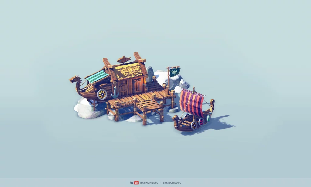 Cartoon 3d Viking Buildings (low poly & game-ready) by Rafał Urbański | Top Freelance 3D Artists for Hire